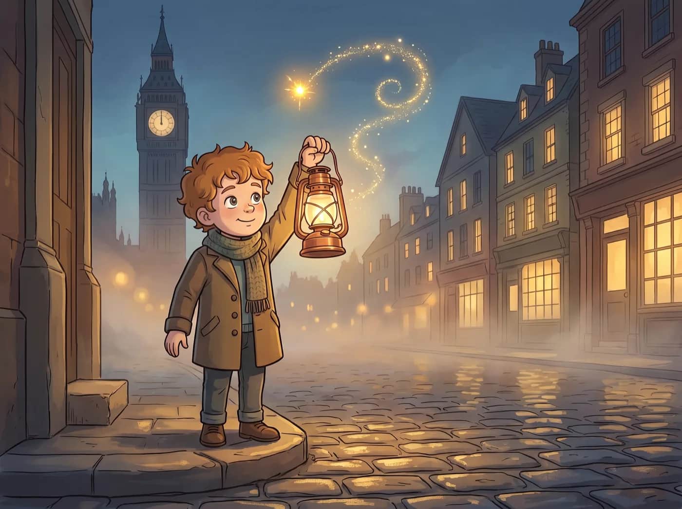 City Lights — A real city seen sideways — a lantern that wakes a festival, a great wheel that guards the night, a branch that remembers the sun.